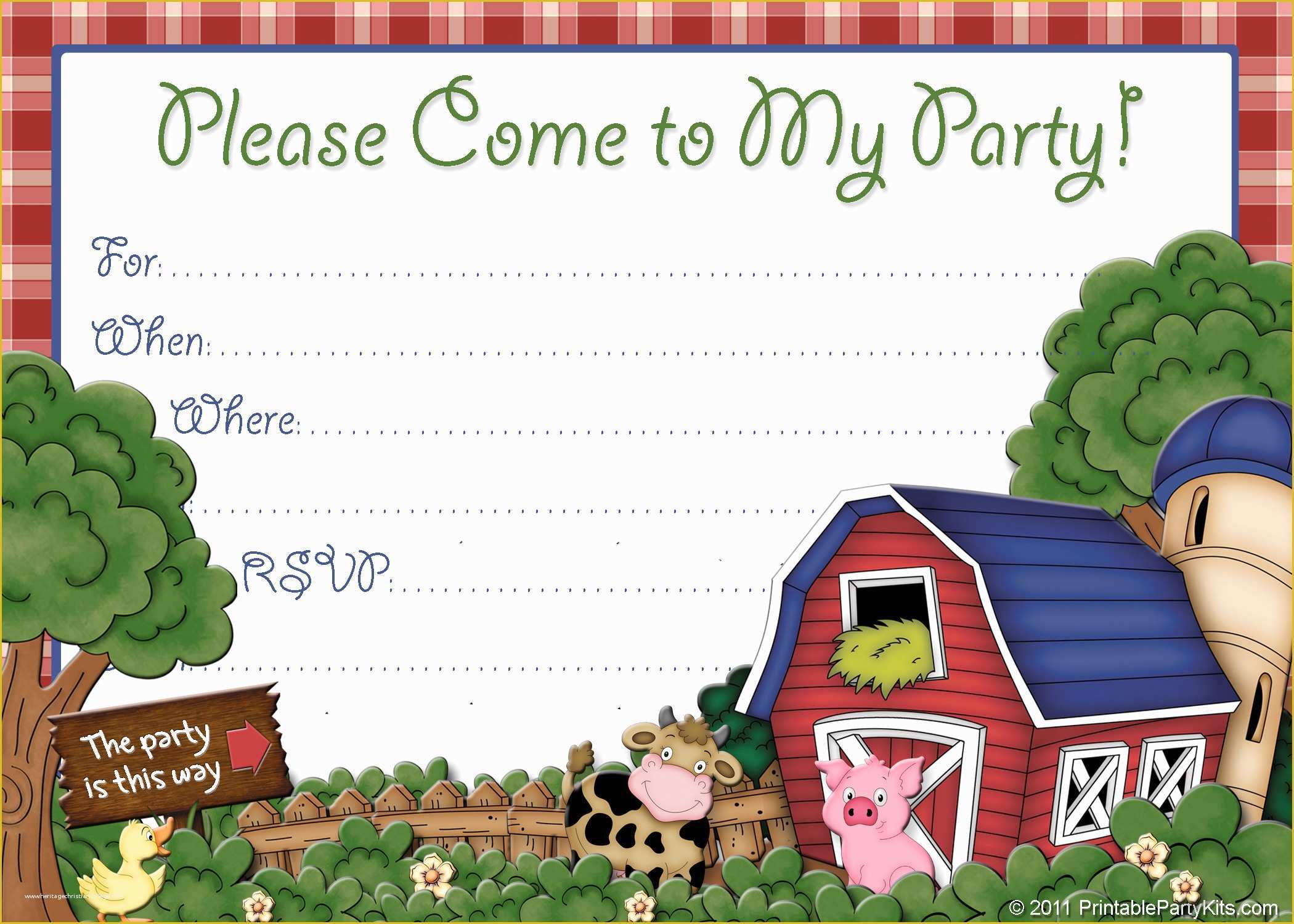 Farm Animal Party Invitation Templates Free Of Free Farm Birthday Invitations – Free Printable Birthday