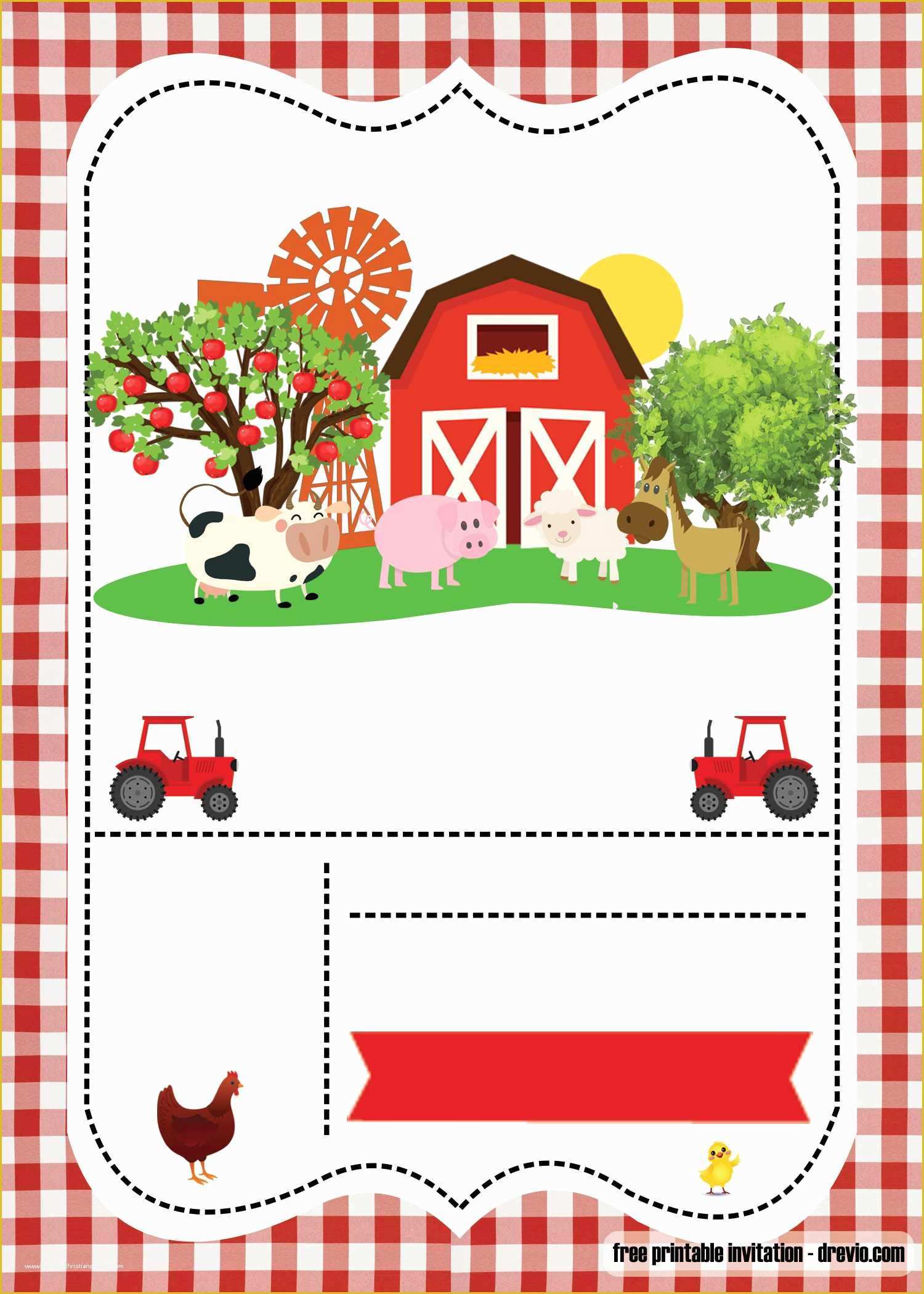 Farm Animal Party Invitation Templates Free Of Free Farm Party Invitation Template – Printable