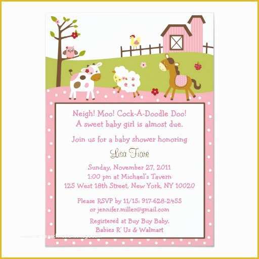 Farm Animal Party Invitation Templates Free Of Pink Farm Animal Baby Shower Invitations