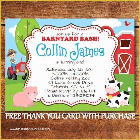 Farm Animal Party Invitation Templates Free Of Printable Farm theme Birthday Invitation for Kids Barnyard