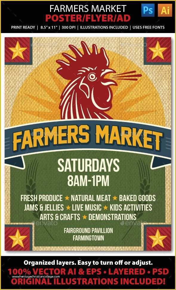 Farmers Market Flyer Template Free Of Farmers Market event Poster Flyer or Ad Template Design