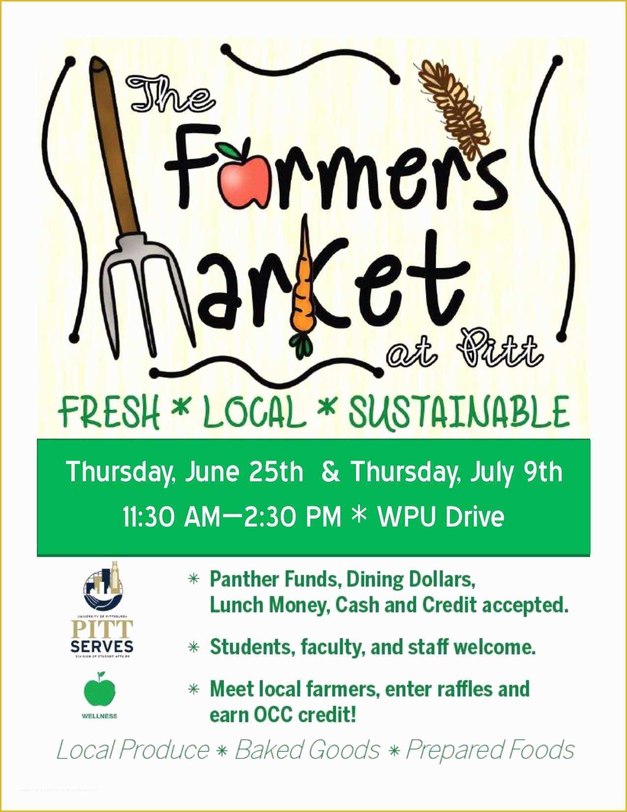 Farmers Market Flyer Template Free Of Pitt Farmers Market at William Pitt Union Thu 6 25 Thu 7