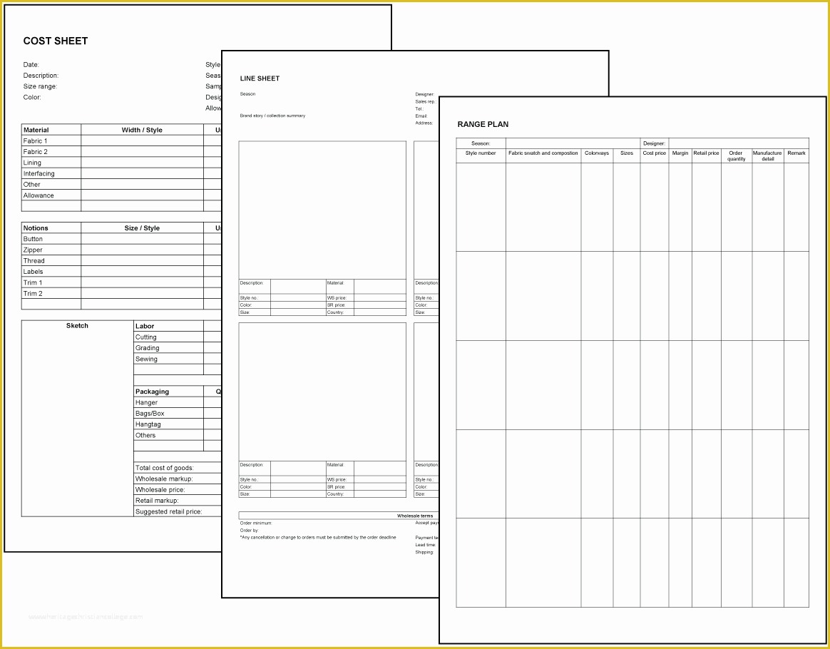 Fashion Line Sheet Template Download Free Of Download Templates From Fashionary