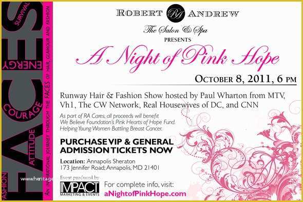 Fashion Show Ticket Template Free Of Dc Charity event A Night Of Pink Hope