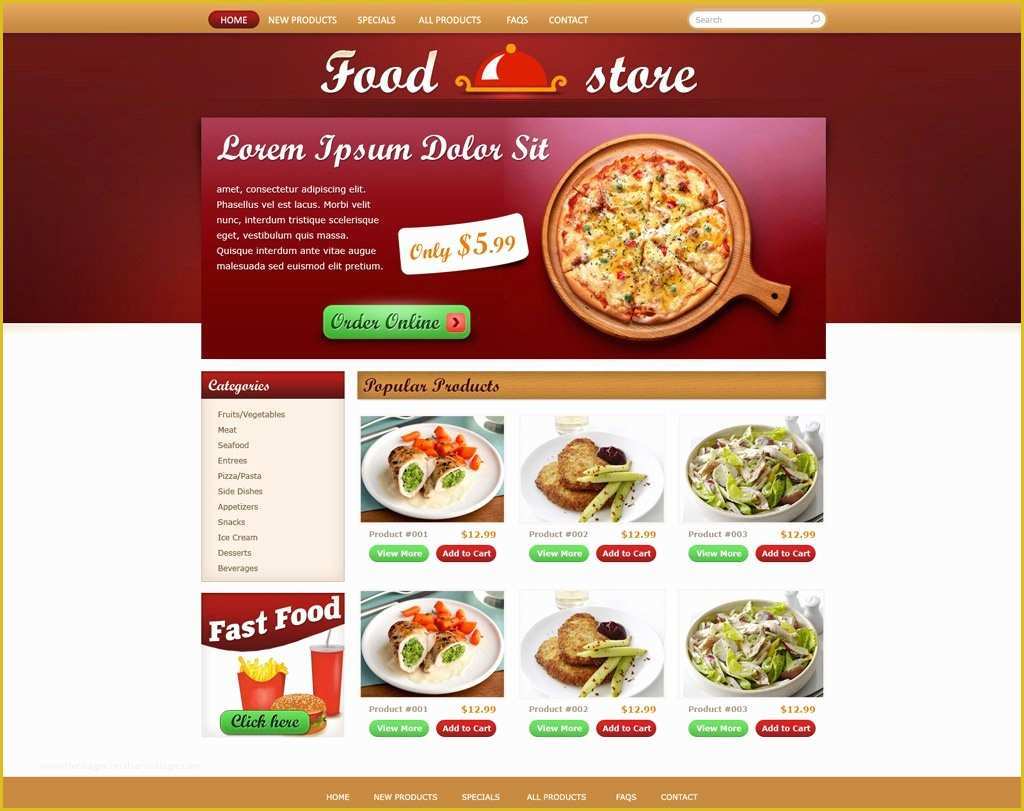 Fast Food Website Template Free Download Of Free Food Store Template