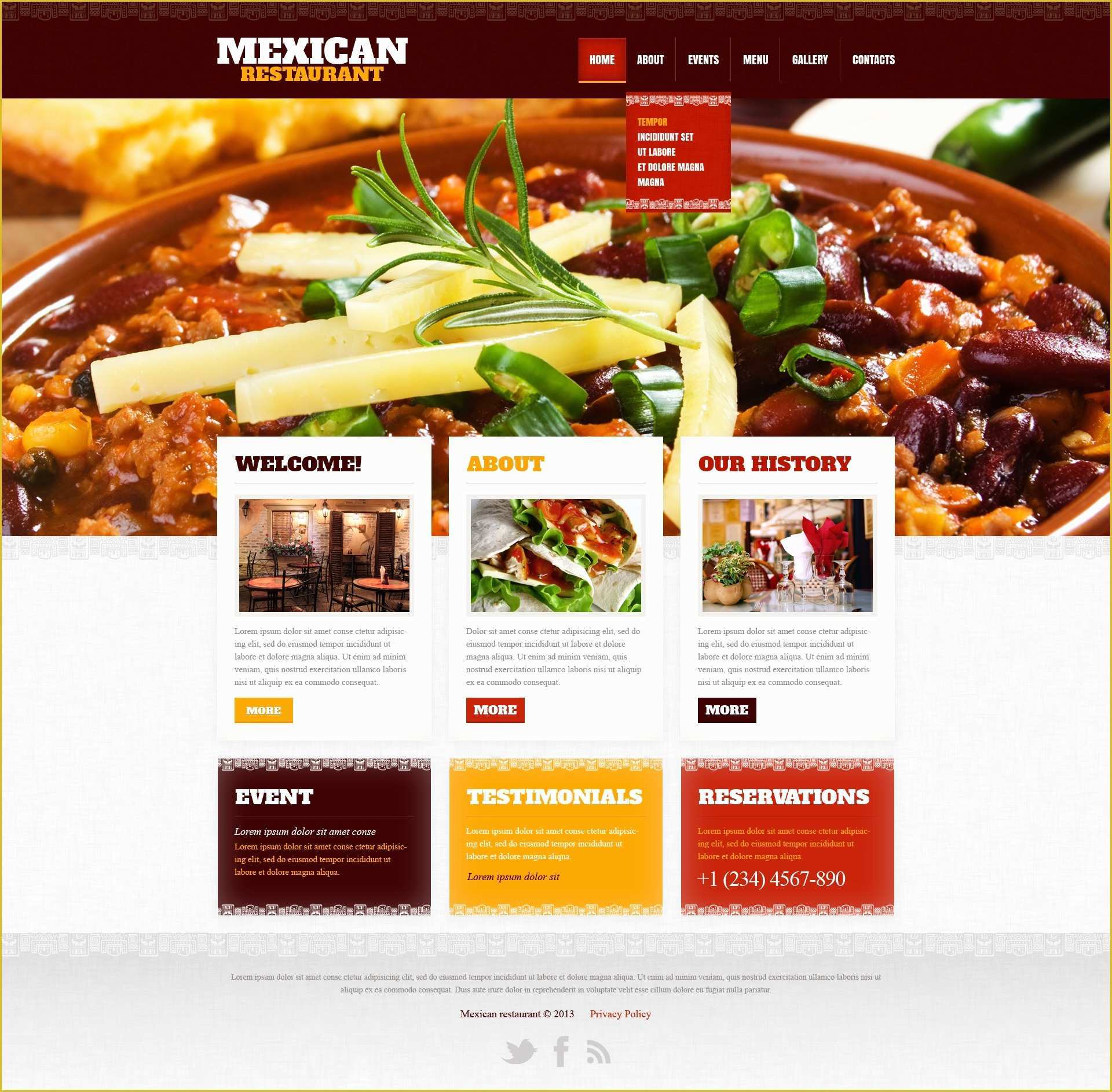 Fast Food Website Template Free Download Of Mexican Restaurant Website Template