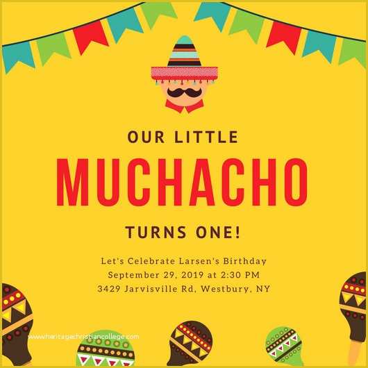 Fiesta Invitations Templates Free Of 1st Birthday Invitation Templates Canva