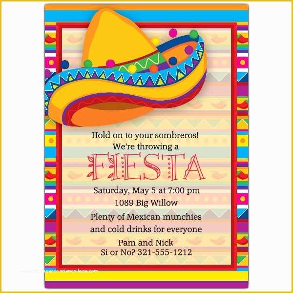 Fiesta Invitations Templates Free Of Big sombrero Fiesta Invitations