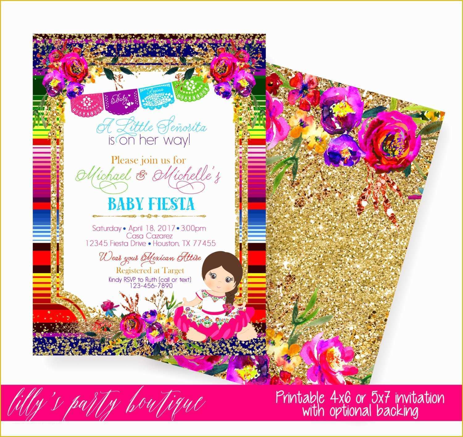 Fiesta Invitations Templates Free Of Fiesta Baby Shower Invitation Mexican Fiesta Baby Shower