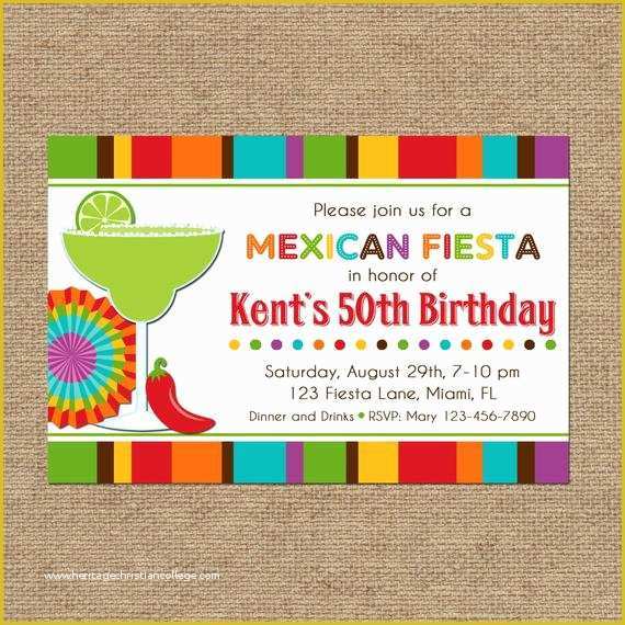 Fiesta Invitations Templates Free Of Mexican Fiesta Party Invitation Printable or Printed with Free