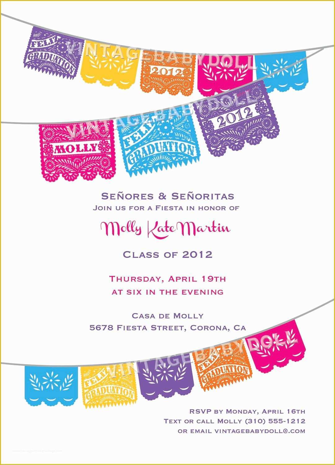 Fiesta Invitations Templates Free Of Papel Picado Graduation Festive Papel Picado Fiesta Invitation