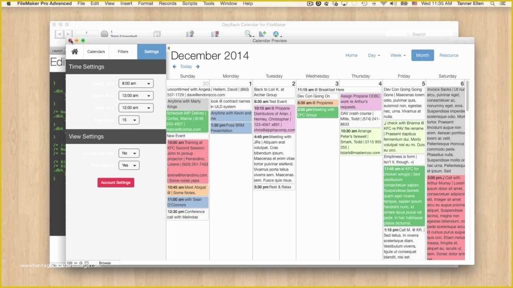 Filemaker Calendar Template Free Of Editing themes In the New Filemaker Calendar Dayback