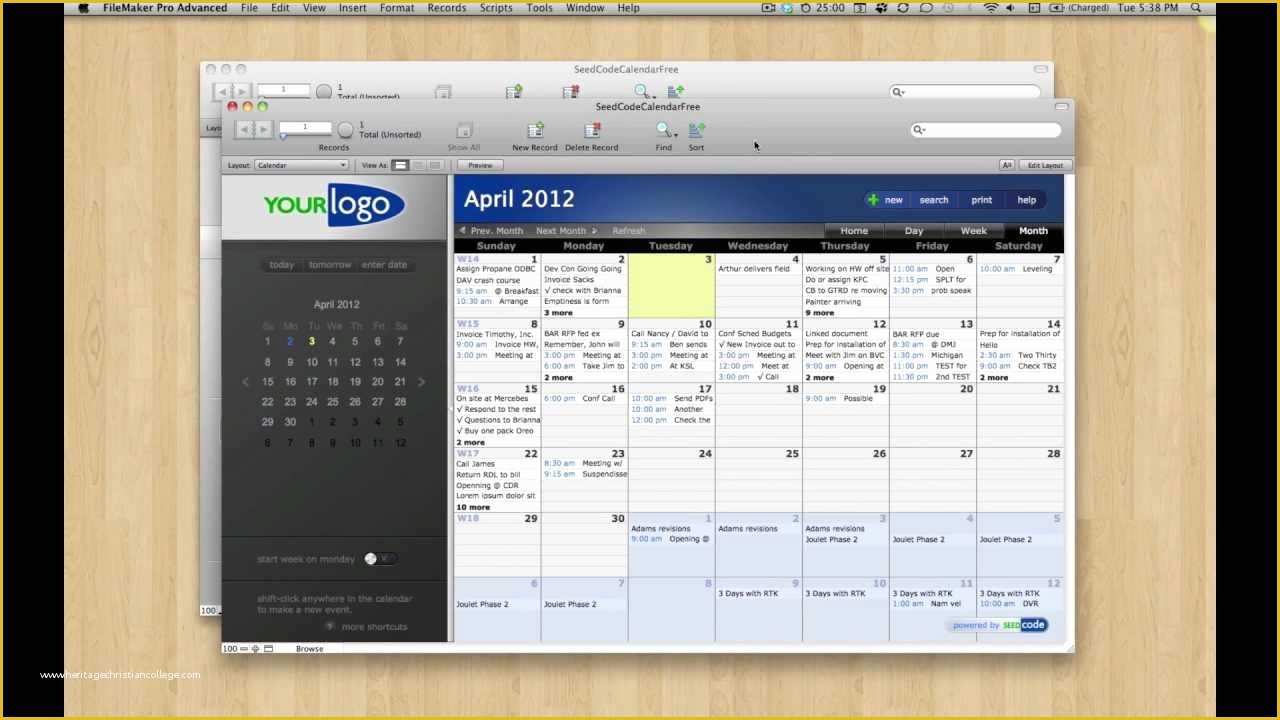 Filemaker Calendar Template Free Of Free Filemaker 12 Calendar Template