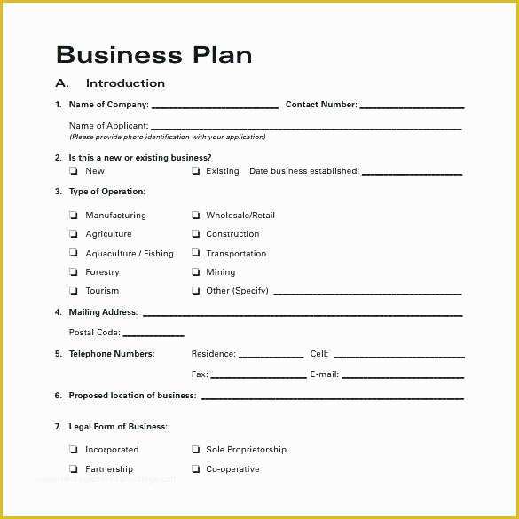 Fill In the Blank Business Plan Template Free Of Blank Business Plan Template Free