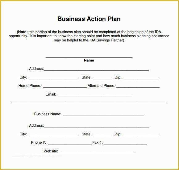 Fill In the Blank Business Plan Template Free Of Business Action Plan Templates – 8 Samples Examples format