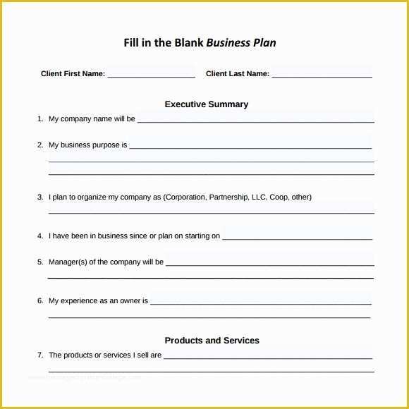 Fill In the Blank Business Plan Template Free Of Sample Small Business Plan 18 Documents In Pdf Word