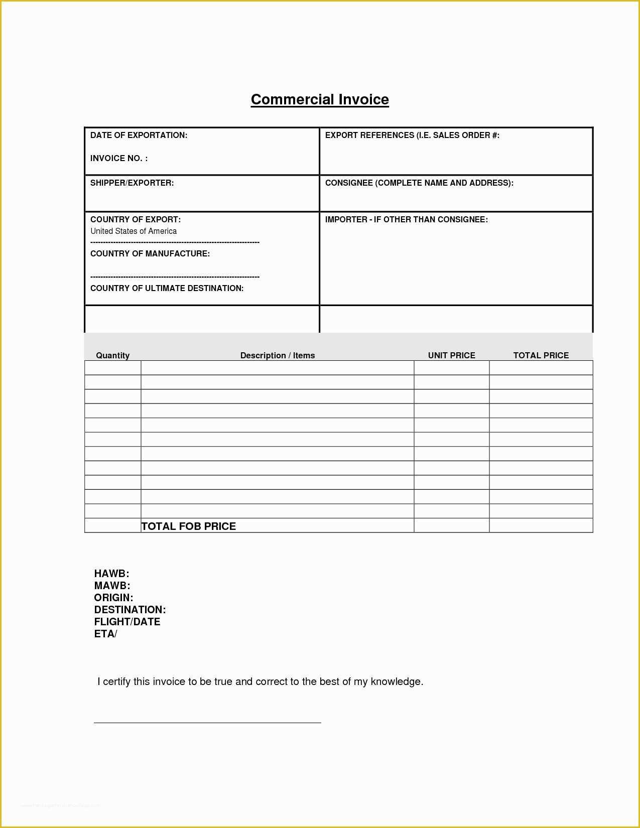 Fill In the Blank Invoice Template Free Of Mercial Invoice Template Excel Invoice Design Inspiration