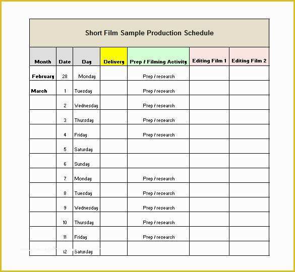 Film Business Plan Template Free Download Of 13 Production Schedule Templates Pdf Doc