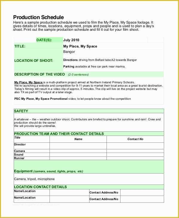 Film Business Plan Template Free Download Of Shooting Schedule Template 13 Free Word Pdf Document