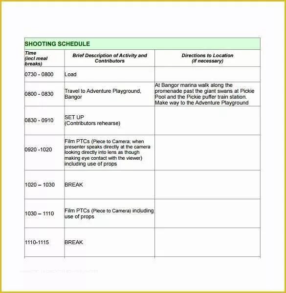 Film Schedule Template Free Of 11 Sample Production Schedule Templates