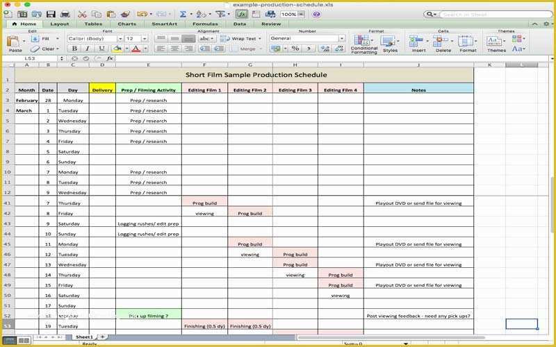 Film Schedule Template Free Of 5 Useful Microsoft Excel Templates for In Tv