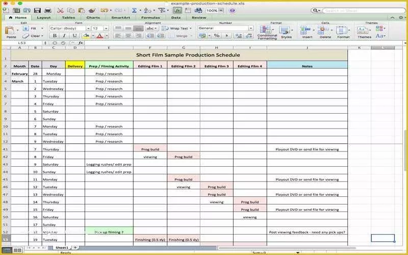 Film Schedule Template Free Of 5 Useful Microsoft Excel Templates for In Tv