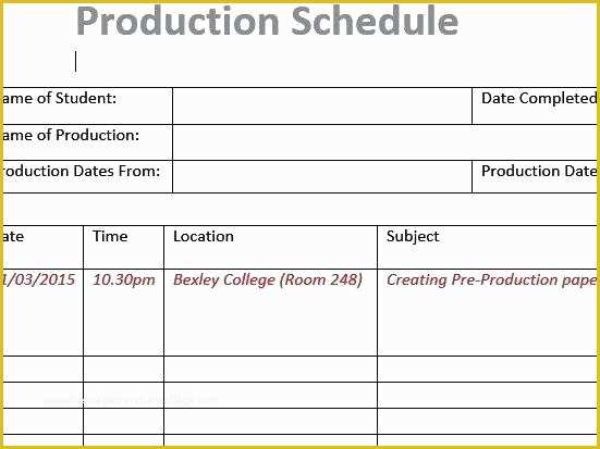 Film Schedule Template Free Of Production Calendar Template Choice Image Design
