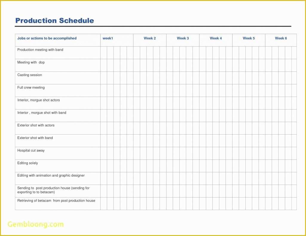 Film Schedule Template Free Of Production Calendar Template