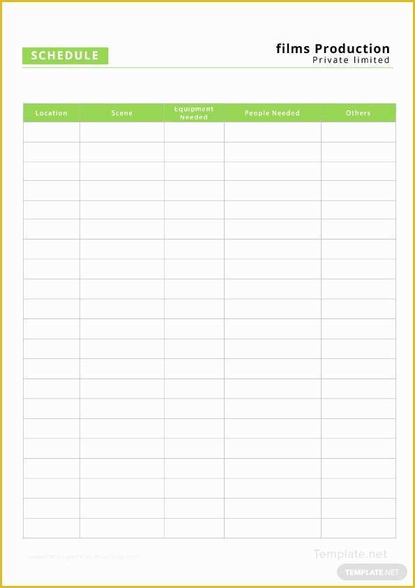 Film Schedule Template Free Of Production Schedule Template In Microsoft Word