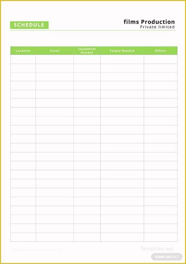 Film Schedule Template Free Of Production Schedule Template In Microsoft Word