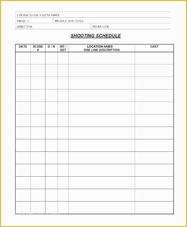 Film Schedule Template Free Of Production Schedule Template Post Calendar Plan Movie