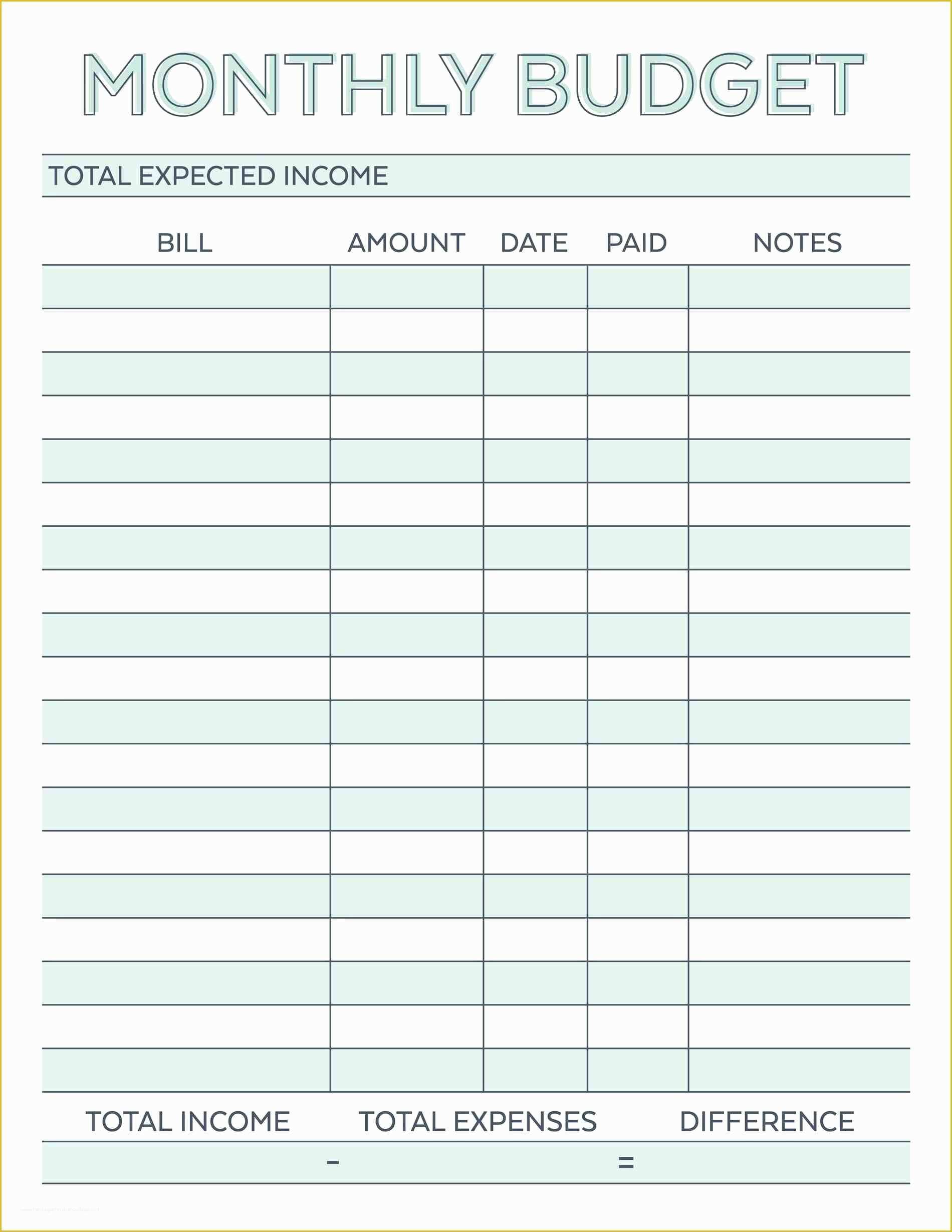 Financial Budget Template Free Of Bud Planner Planner Worksheet Monthly Bills Template