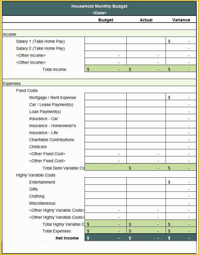 Financial Budget Template Free Of Household Bud Template 5 Free Word Excel Pdf