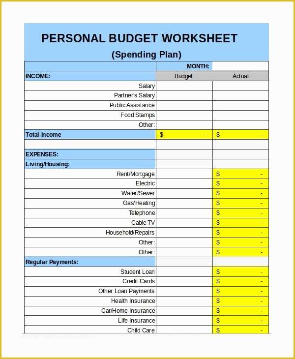 Financial Budget Template Free Of Personal Bud Template