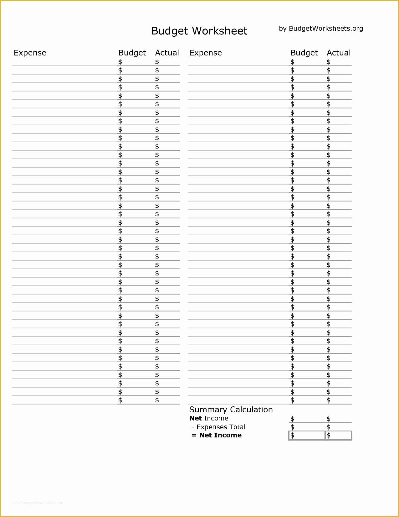 Financial Budget Template Free Of Printable Household Bud Worksheets