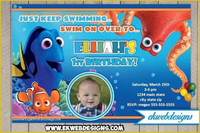 Finding Nemo Invitation Template Free Of Custom Finding Dory Birthday Invitation Finding Nemo