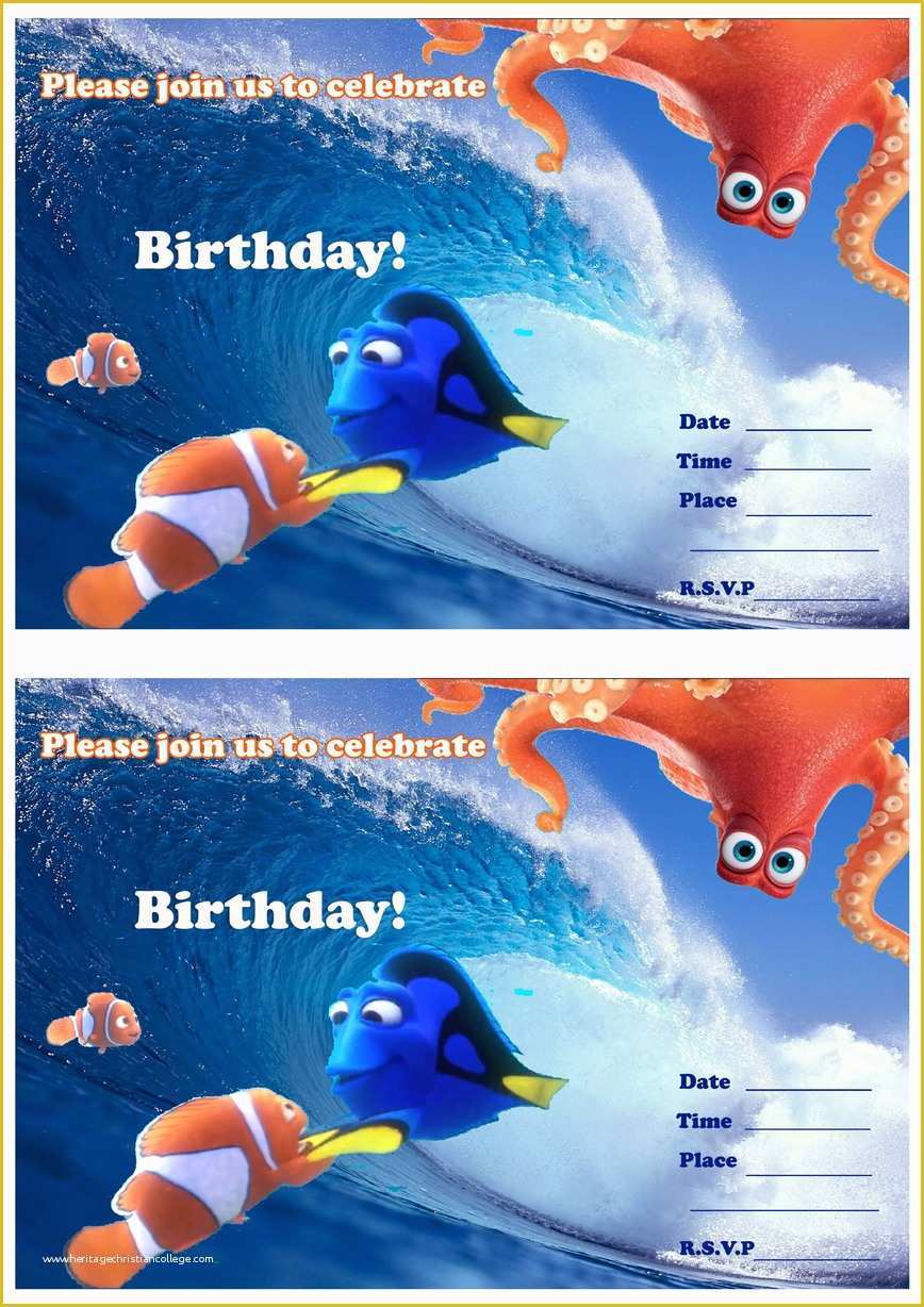 Finding Nemo Invitation Template Free Of Finding Dory Birthday Invitations – Birthday Printable
