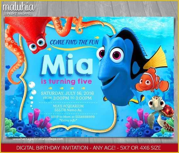 Finding Nemo Invitation Template Free Of Finding Dory Invitation Finding Nemo Dory Invite Disney