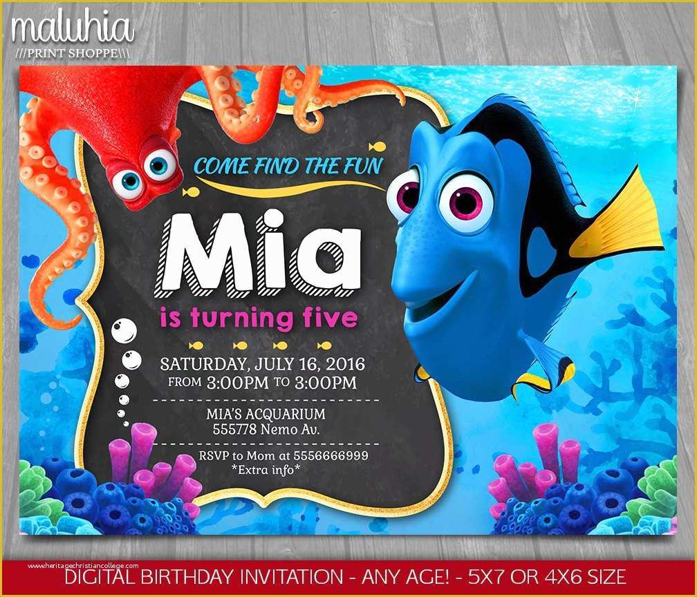 Finding Nemo Invitation Template Free Of Finding Dory Invitation Finding Nemo Invite Disney Pixar