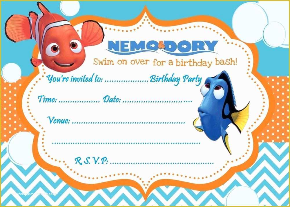 Finding Nemo Invitation Template Free Of Finding Nemo and Dory A5 Size Glossy Childrens Party