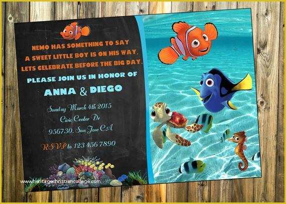 Finding Nemo Invitation Template Free Of Finding Nemo Baby Shower Invitation Finding by Printablestoyou