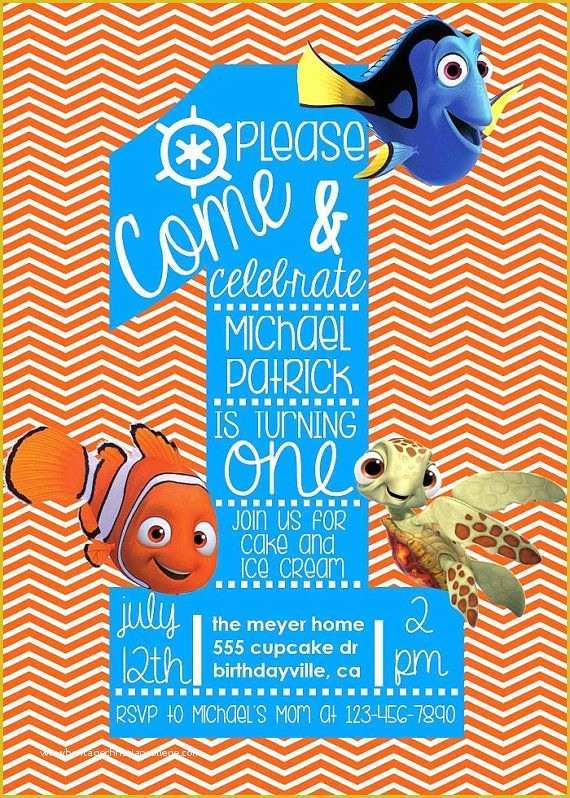Finding Nemo Invitation Template Free Of Finding Nemo Birthday Invitation Custom Digital