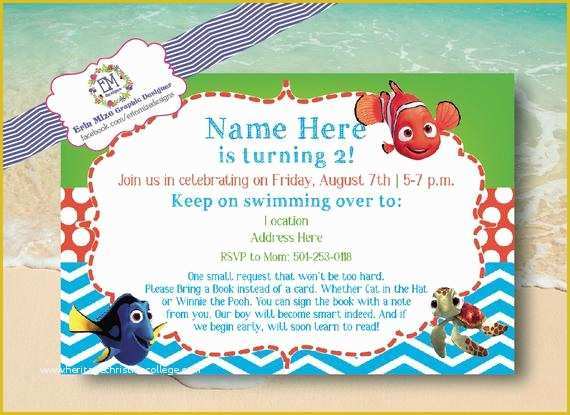Finding Nemo Invitation Template Free Of Finding Nemo Birthday Invitation Nemo Dory by Erinmizedesigns