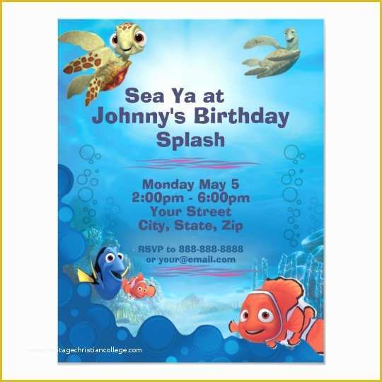 Finding Nemo Invitation Template Free Of Finding Nemo Birthday Invitation