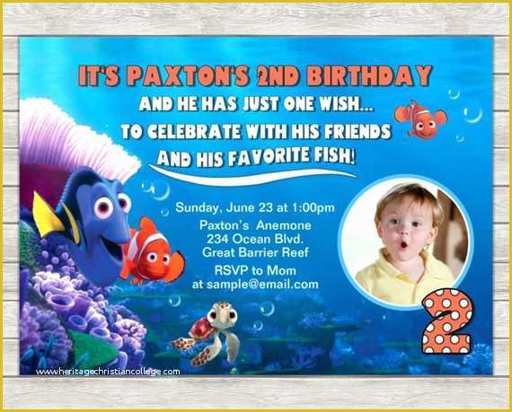 Finding Nemo Invitation Template Free Of Finding Nemo Birthday Invitation Printable File Digital