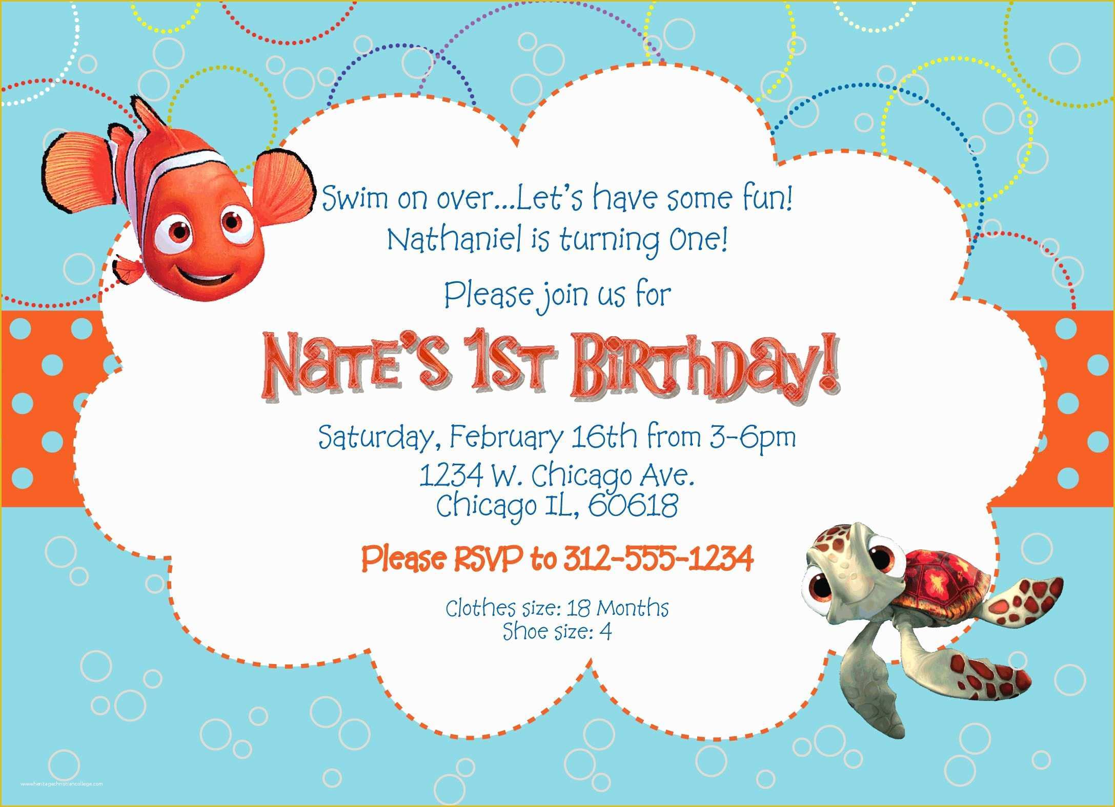 Finding Nemo Invitation Template Free Of Finding Nemo Birthday Invitations and Ideas How to