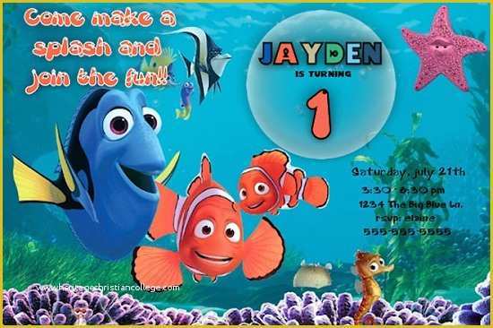 Finding Nemo Invitation Template Free Of Finding Nemo Birthday Invitations Ideas – Bagvania Free