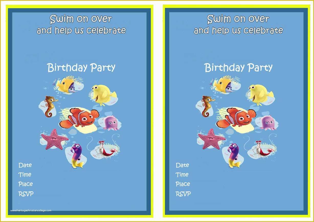 Finding Nemo Invitation Template Free Of Finding Nemo Birthday Invitations