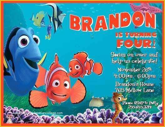 Finding Nemo Invitation Template Free Of Finding Nemo Birthday Invitations Style 4