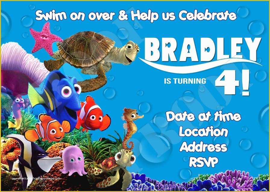 Finding Nemo Invitation Template Free Of Finding Nemo Birthday Invitations Template